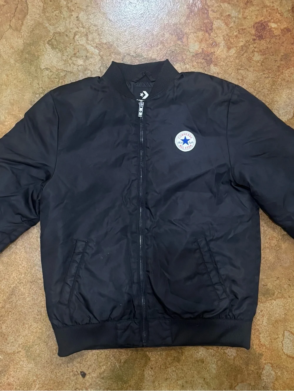 Converse Black Bomber Jacket with Chest Star Patch